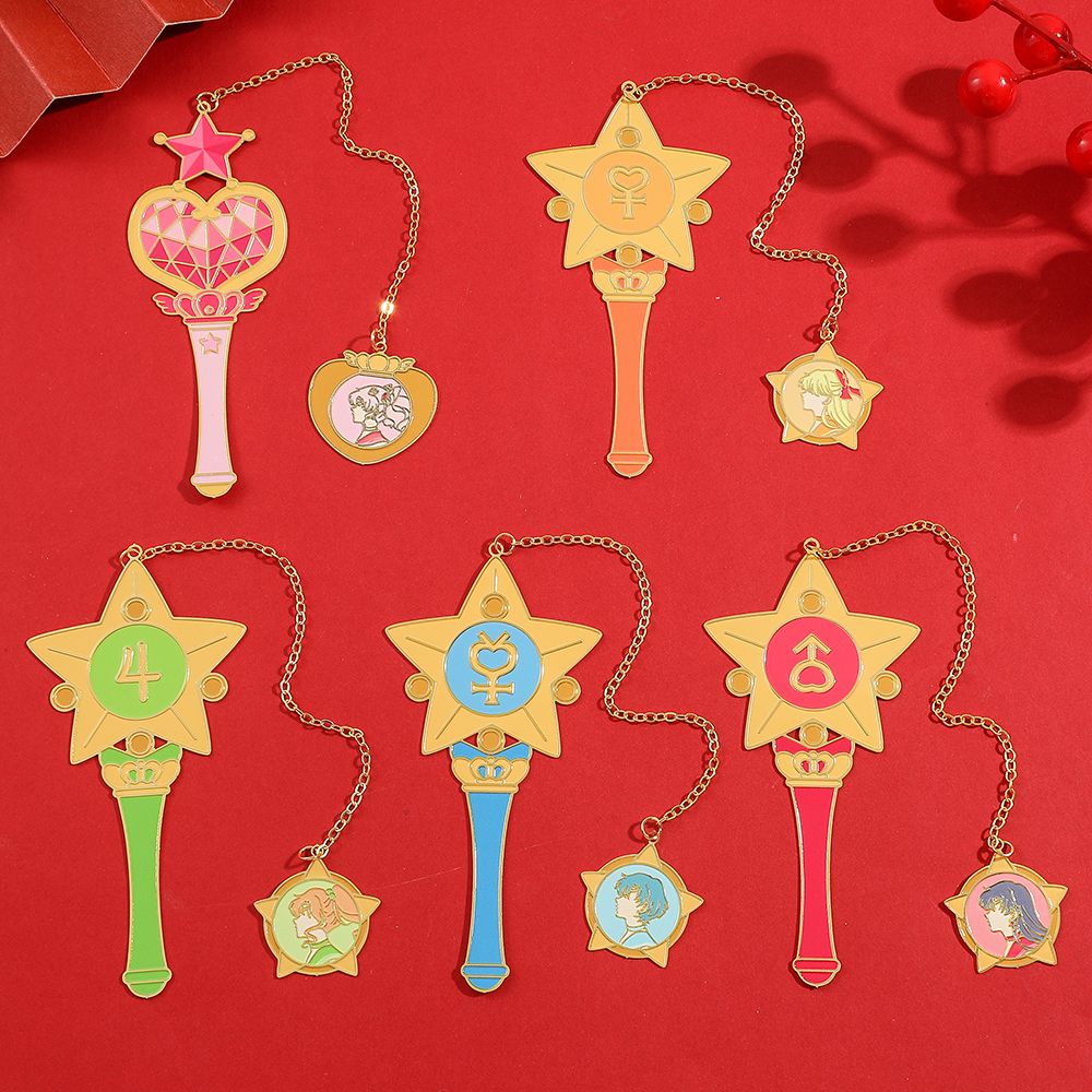 Sailor Moon Wand - อะนิเมะเซเลอร์มูน คอลเลคชั่นที่คั่นหนังสือแบบแท่งไม้เวทมนตร์ ที่คั่นหนังสือโลหะที่ระลึก ของขวัญสุดน่ารักและประณีตสำหรับเพื่อนๆ ขายส่ง