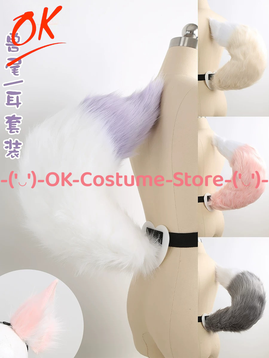 Anime Cosplay Realistic - ชุดหูและหางสุนัขจิ้งจอกขนปลอม แบบขยับได้ สำหรับคอสเพลย์ พร้อมโครงกระดูก หางสัตว์ 3