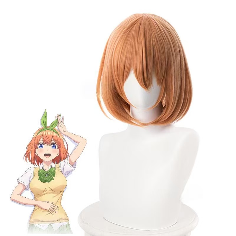 Anime Cosplay Orange Hair - วิกคอสเพลย์นาคาโนะ โยตสึบะ วิกผมบ๊อบสั้นสีส้ม ทนความร้อน ทำจากผมสังเคราะห์ สำหรับงานปาร์ตี้คอสเพลย์อนิเมะและปาร์ตี้ฮาโลวีน