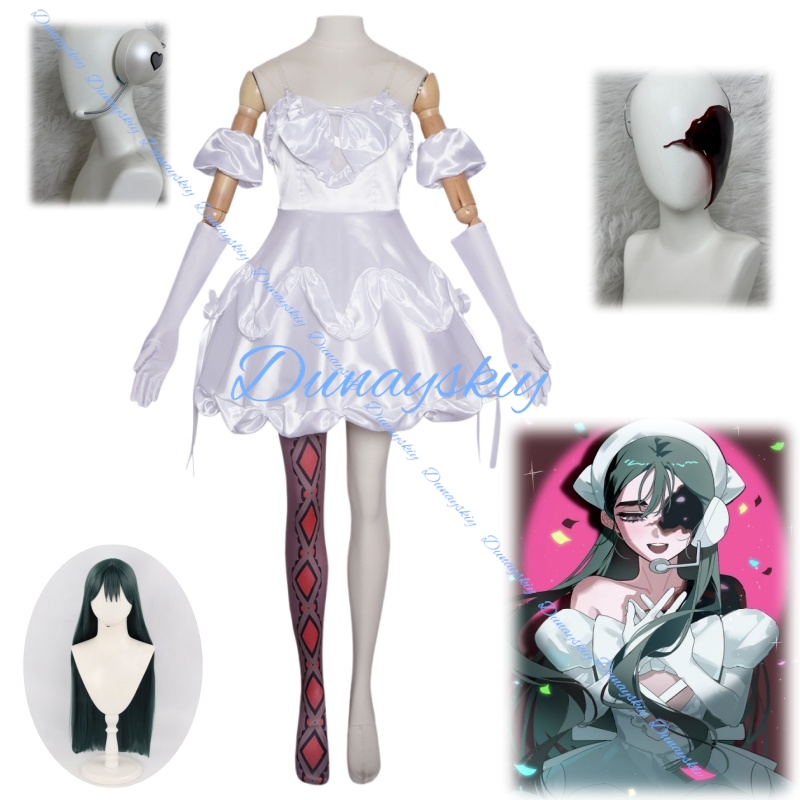 Anime Zombie Cosplay - ชุดคอสเพลย์ซูอาจากซอมบี้สเตจ วิกผม หน้ากาก หูฟัง ชุดเดรส ถุงน่อง