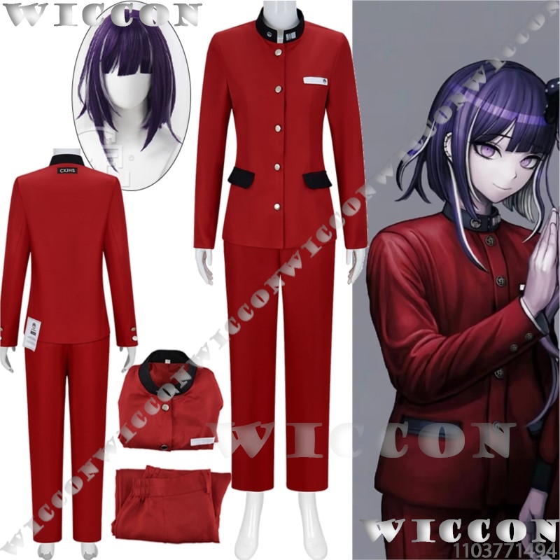 Anime Cosplay For Halloween - Tsukumo Imaร้อยเกมคอสเพลย์สายสีแดงชุดนักเรียนชุดนักเรียนวิกผมสีม่วงฮาโลวีนCarnival Party Manเสื้อผ้าCos Prop