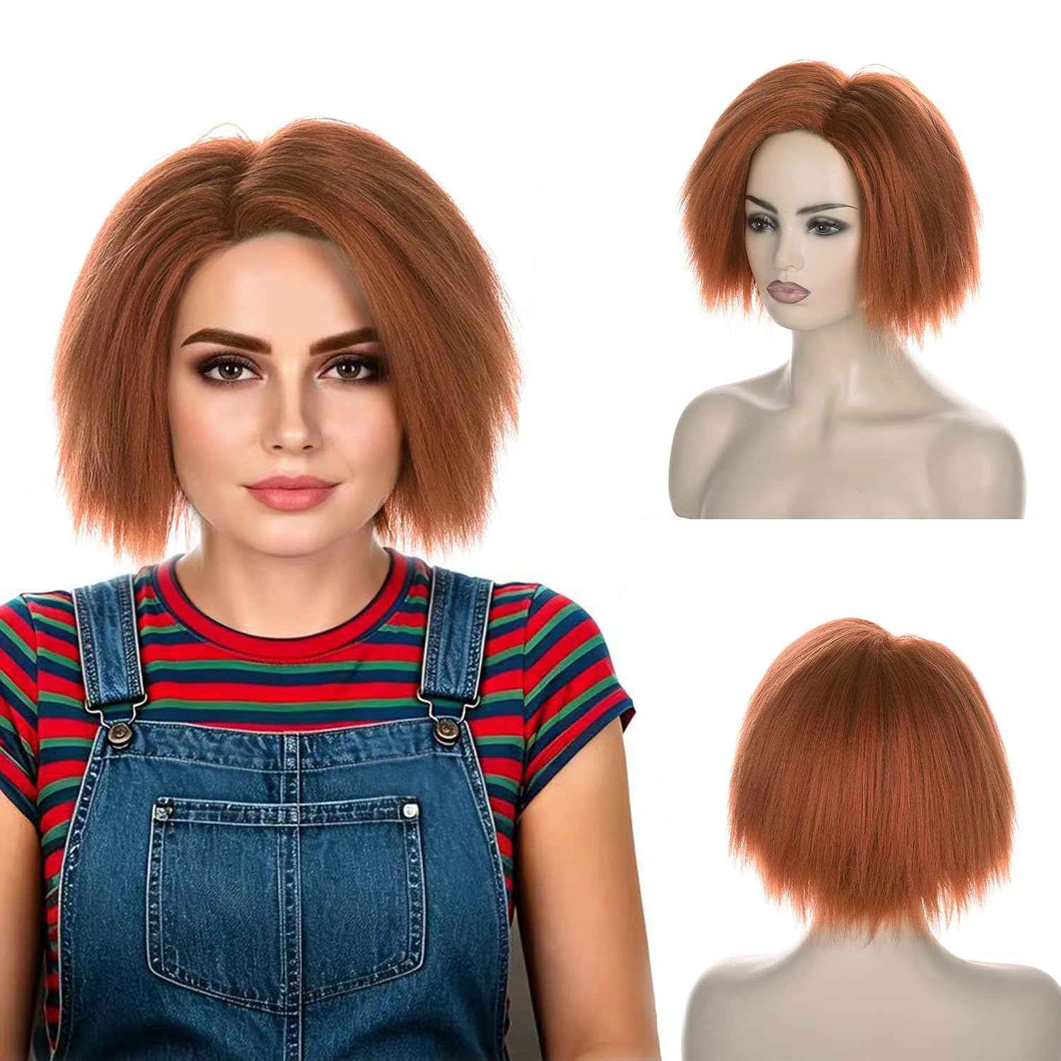 Anime Cosplay Orange Hair - วิกผมสั้นสีส้มน้ำตาลสไตล์ยากิ สำหรับคอสเพลย์อนิเมะ วิกผมนักฆ่าชั่วร้ายสำหรับผู้ชาย ผมสังเคราะห์ วิกคอสเพลย์สำหรับงานปาร์ตี้และเทศกาล