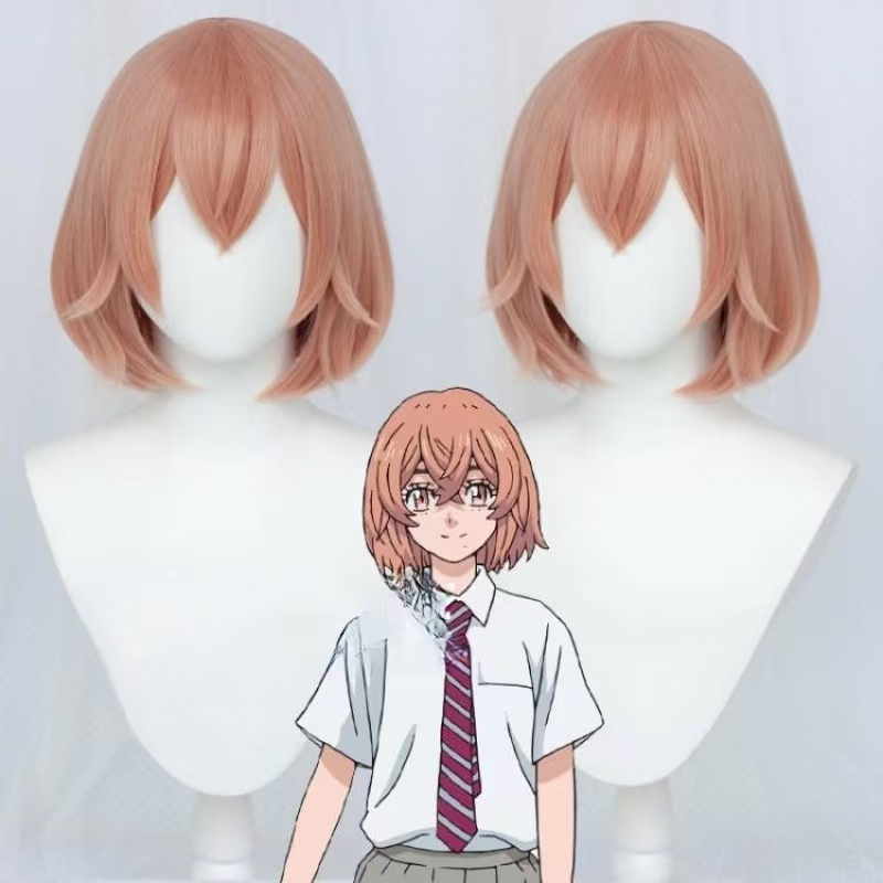 Anime Cosplay Orange Hair - วิกคอสเพลย์ตัวละครทาจิบานะ ฮินาตะ จาก Tokyo Revengers สีส้มชมพู
