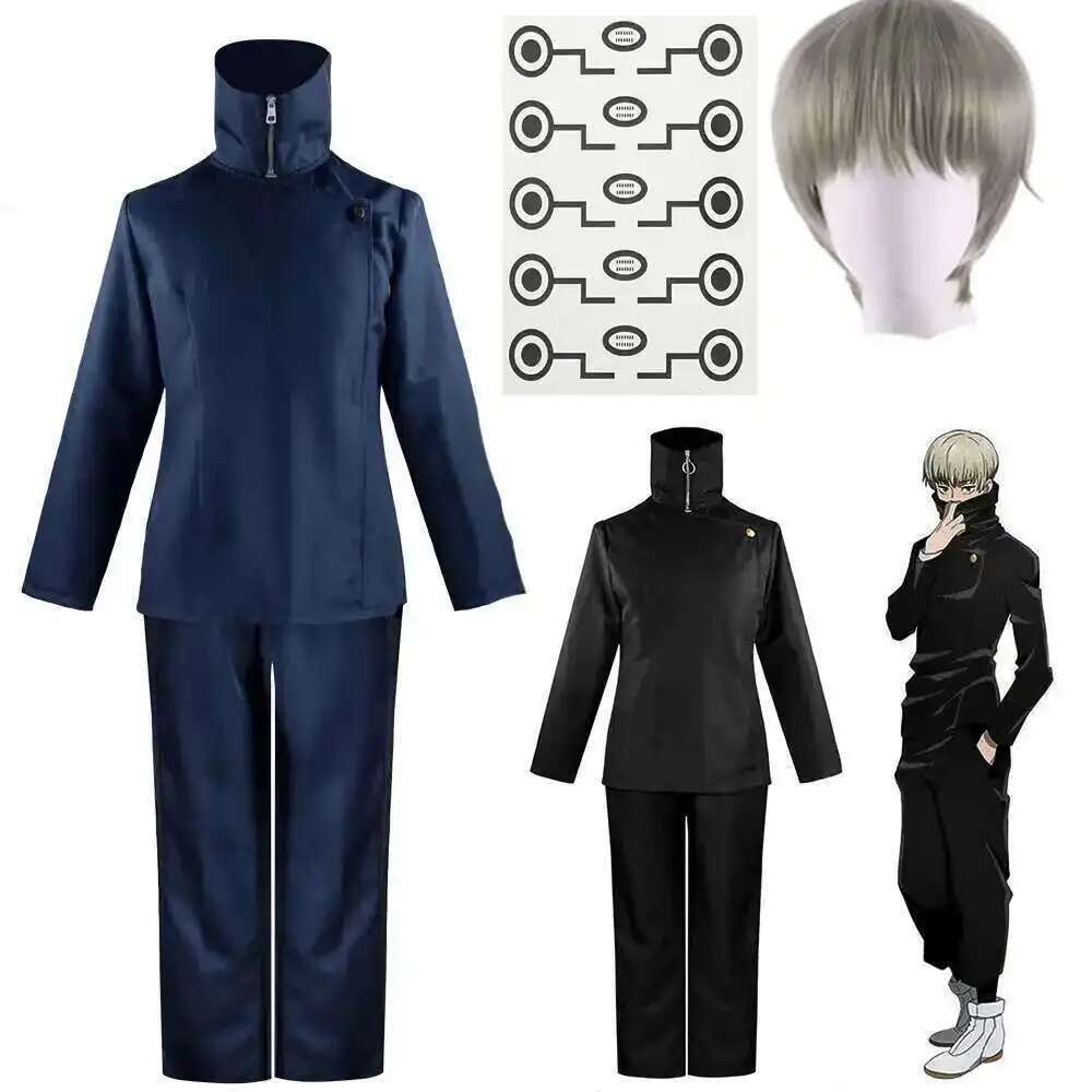 Anime Cosplay Jujutsu Kaisen - ชุดคอสเพลย์อนิเมะใหม่: เสื้อท็อปโรงเรียน, กางเกงลายสักไคเซ็น, ชุดยูนิฟอร์มจูจุตสึ, ชุดปาร์ตี้, วิกผมฮาโลวีน