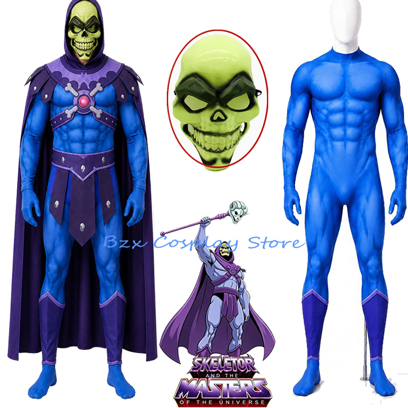 Anime Cosplay Mask - ชุดคอสเพลย์ตัวละครคิงสเกเลเตอร์จากอนิเมะ ชุดจั๊มสูทสีเทาพร้อมหน้ากากและผ้าคลุมสำหรับผู้ชาย ชุดแต่งกายสำหรับเล่นบทบาทสมมติในวันฮาโลวีน