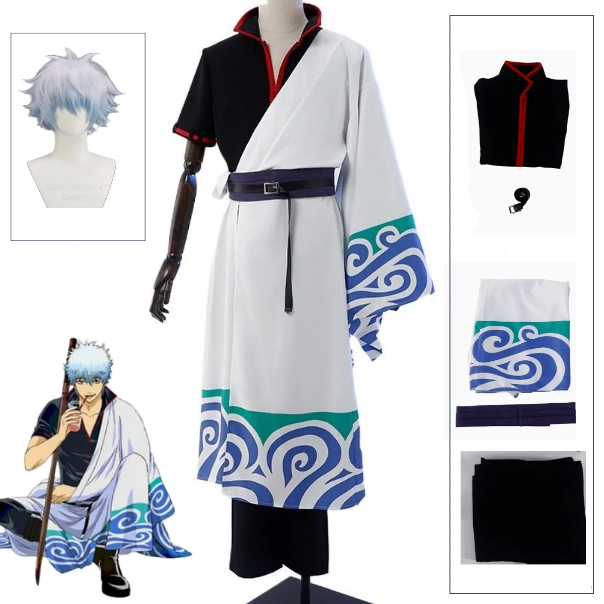 Bleach Captain Coat - Gintama อะนิเมะ SakMiGintoki คอสเพลย์เครื่องแต่งกาย, วิกผม, กิโมโน,