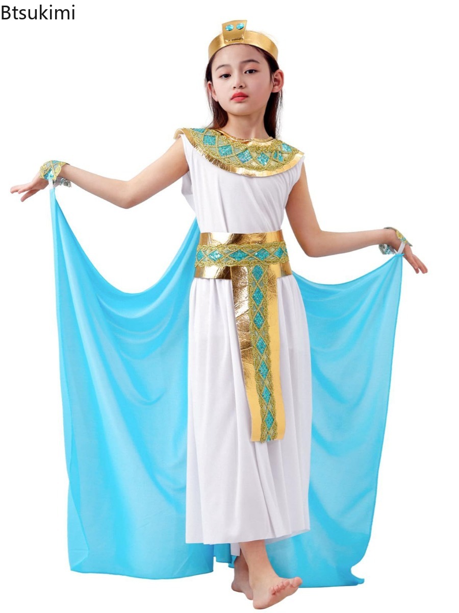 Egypt Cosplay Anime - ชุดคอสเพลย์ฮาโลวีนสำหรับเด็ก ชุดคลีโอพัตราสำหรับเด็ก ชุดราชินีอียิปต์ คลีโอพัตราที่ 7 ชุดคอสเพลย์