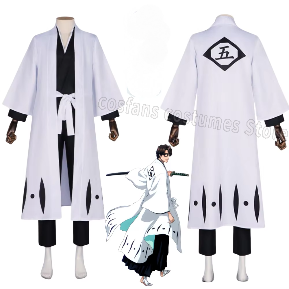 Bleach Captain Coat - Aizen Sousuke คอสเพลย์ชุดวิกผม Bleach คอสเพลย์พันปีสงครามเลือด Gotei