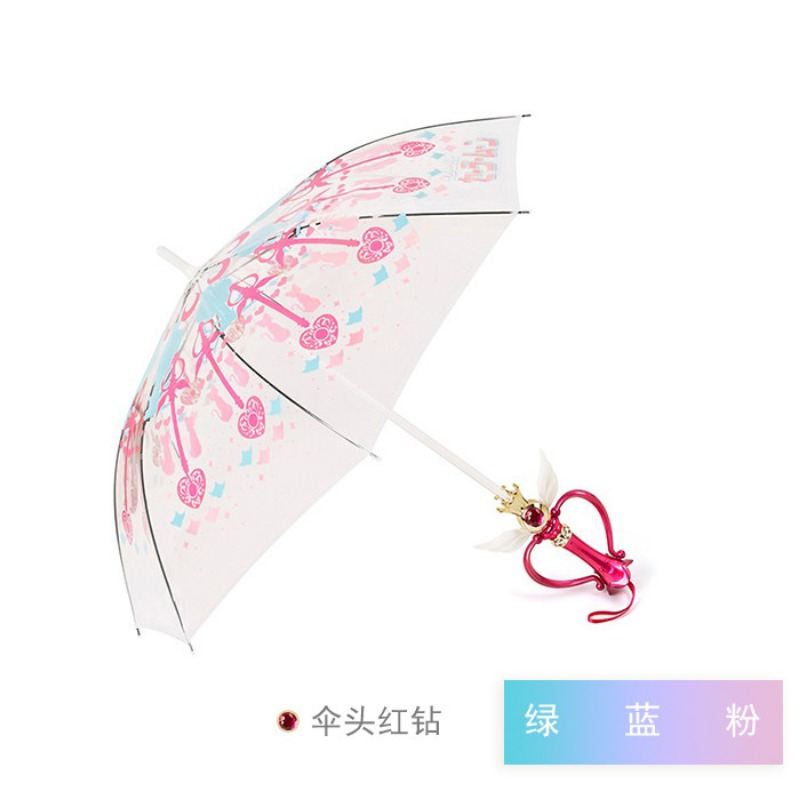 Sailor Moon Wand - ร่มเรืองแสงลายเซเลอร์มูน วาดลายซากุระด้วยมือ ไม้กายสิทธิ์โปร่งใส เจ้าหญิงน่ารัก สไตล์อนิเมะ
