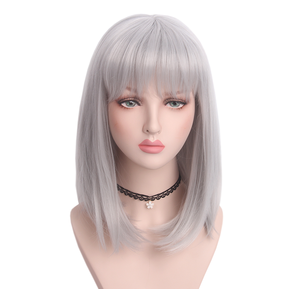 วิกผมสั้นสีเงินเทาสำหรับผู้หญิ - Anime Cosplay Easy บทวิจารณ์และราคา